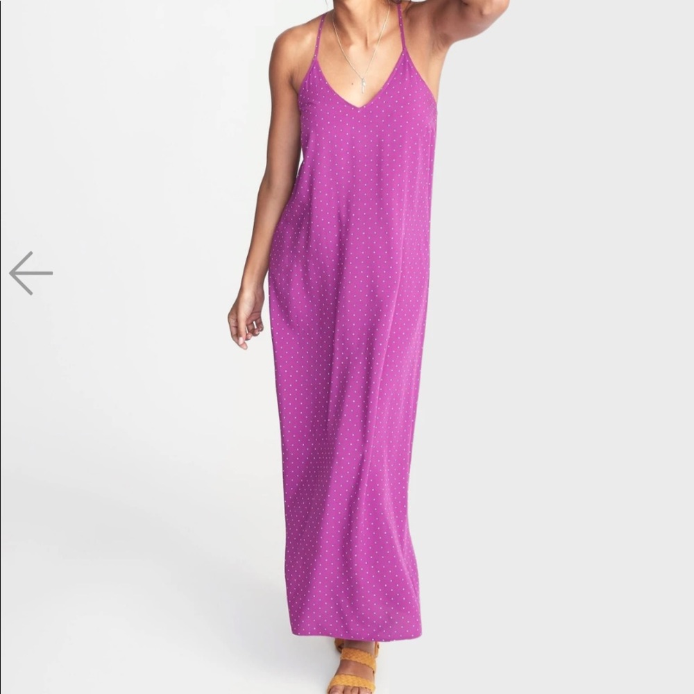 Purple Polka Dot Maxi Dress